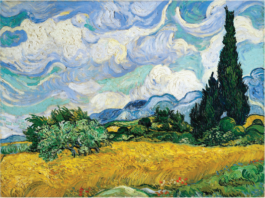 Wheat Field With Cypresses